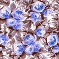 pattern with a lot of watercolor ultramarine roses