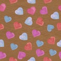 Pattern love heart pink kraft paper Wallpaper textile print design creativity art design kids women`s Valentine`s day scrapbooking