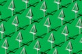 Pattern made of broadhead on a green background