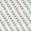 Pattern made of gray Wooden Chairs on White Background