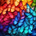 Pattern made of multicolor butterflies, created with generative AI