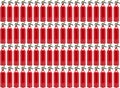 Pattern made from small, manual fire extinguisher, isolated on a white background with a clipping path. Royalty Free Stock Photo