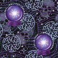 Pattern with magic ball, sphere, labyrinth, skull Royalty Free Stock Photo