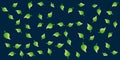 Pattern of Many Green Leaves of Various Orientations on Dark Background - Design, Texture, Wallpaper Template for Web