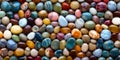 Pattern of many multicolored smooth stones for background, generative AI