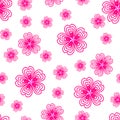 Pattern with many repeating pink flowers