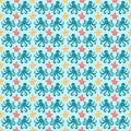 Pattern with marine fauna. Cute octopuses and funny stars. Vector drawing.
