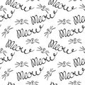 Pattern with meow lettering, cats nose and whisker Royalty Free Stock Photo