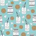 Seamless pattern with milk bottles