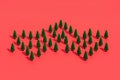 Pattern of miniature-pine trees on a red-background. Royalty Free Stock Photo