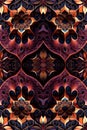 Pattern mirror of abstract flowers and mandalas rococo style in dark background. Generative AI Royalty Free Stock Photo