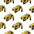 Pattern of modern robotic dogs in isometry on a white background. Vector Royalty Free Stock Photo