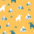 Pattern with mountain rams Royalty Free Stock Photo