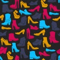pattern with multicolor different kinds of shoes Royalty Free Stock Photo