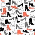 Pattern with multicolor different kinds of shoes Royalty Free Stock Photo