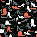 Pattern with multicolor different kinds of shoes