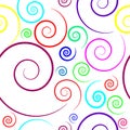 Pattern with multicolored spirals of different sizes.