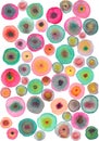 Pattern of multicolored watercolor circles