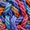 pattern of multicoloured ropes and twisted twines. Background Royalty Free Stock Photo