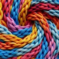 pattern of multicoloured ropes and twisted twines. Background Royalty Free Stock Photo