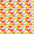 Pattern with muzzles of kittens. Vector animal illustration isolated on white background.