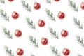 christmas concept pattern with red bubbe and green leaf Royalty Free Stock Photo
