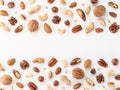 Pattern of nuts, isolated on whie Royalty Free Stock Photo
