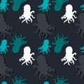 Pattern with octopus silhouettes