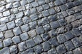pattern of old historic cobble stones at the street Royalty Free Stock Photo