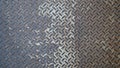 Pattern of old metal diamond plate, Surface of black steel floor non-skid with dirty stain, Texture background. Royalty Free Stock Photo