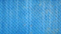 Pattern of old metal diamond plate, Surface of blue steel floor non-skid, Texture background. Royalty Free Stock Photo
