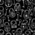 Pattern of the old padlocks and keys