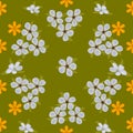 pattern olive flower white yellow flora wallpaper Royalty Free Stock Photo