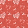 Pattern with openwork hearts. Seamless pattern for design Valentine\'s Day, Women\'s Day, Mother\'s Day greeting card, wedding