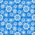 Pattern of openwork white snowflakes on a blue background Royalty Free Stock Photo