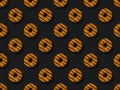 A pattern of orange donuts on a black background