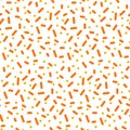 A pattern with orange festive sprinkling in the form of sticks and dots. Seamless glaze for donuts. Vector illustration