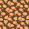 Pattern with oranges and cinnamon