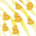 Pattern of oranges slices with waves of colors Royalty Free Stock Photo