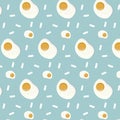 Pattern ornament Vector illustration Fried egg omelette on blue background on top view food cooking vector flat object design Royalty Free Stock Photo