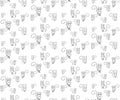 Pattern crazy cats. Outline cat on the white blackground.