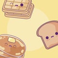 pattern of pancakes with waffle and slice bread Royalty Free Stock Photo