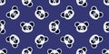 Pattern with Panda head on purple background. Muzzle of cute black white Chinese Bear. Seamless print with wild animal Royalty Free Stock Photo