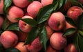 A pattern of peaches, Generative Ai Royalty Free Stock Photo