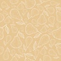 Pattern pear white line sketch on a gently cream background