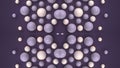 Pattern of pearlescent spheres on purple background. 3d rendering loop animation