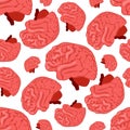 A pattern of pink brains on a white background. Hand-drawn vector seamless background. The topic of medicine, surgery Royalty Free Stock Photo