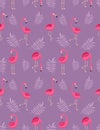 Pattern with pink flamingos