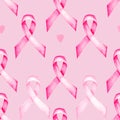 Pattern with a pink ribbon in the month of the fight against breast cancer 7