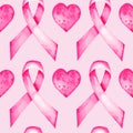 Pattern with a pink ribbon in the month of the fight against breast cancer3